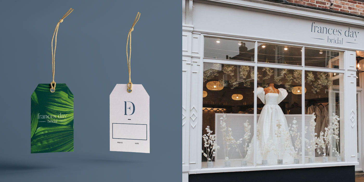 Frances Day Bridal Tag design and shop front